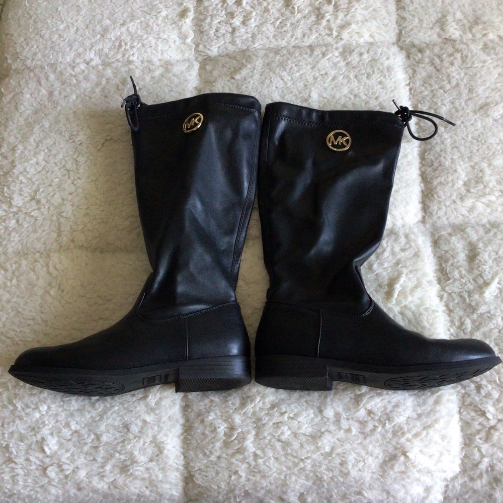 Michael Kors Emma Variation 2-HW Black Drawstring Below the Knee Boots TEENs - Picture 2 of 13